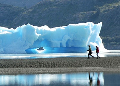 Walking on Grey Beach, Torres del Paine, Patagonia