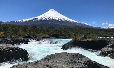 View of Volcan Osorno in Vicente Perez Rosales National Park in the Chilean Lake District