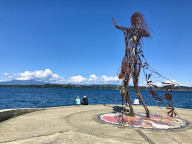 Lakeside view from Puerto Varas of Lake Llanquihue and Volcan Osorno